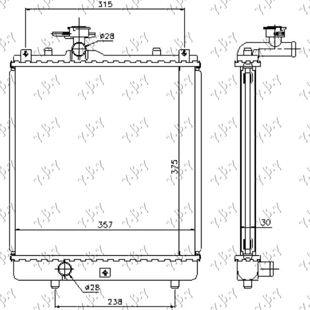 HLADNJAK MOTORA 1.0/1.2 BENZIN (MAN) (375x380x34) (OTVOREN SISTEM) (MEHANICKI SPOJ)