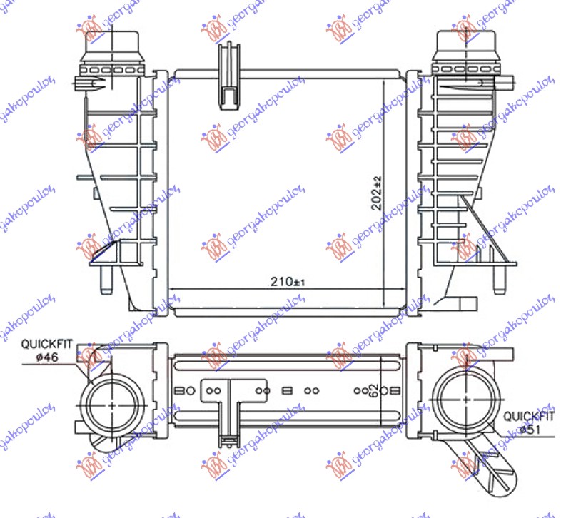 HLADNJAK INTERCOOLER 1.5 dCi DIZEL(210x202