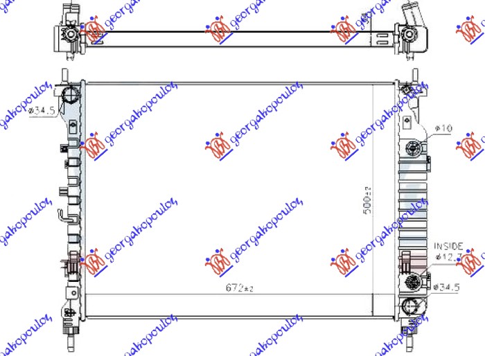 HLADNJAK MOTORA 2.2 TDCi DIZEL (AUTO) (670x500x34) (KOYO)