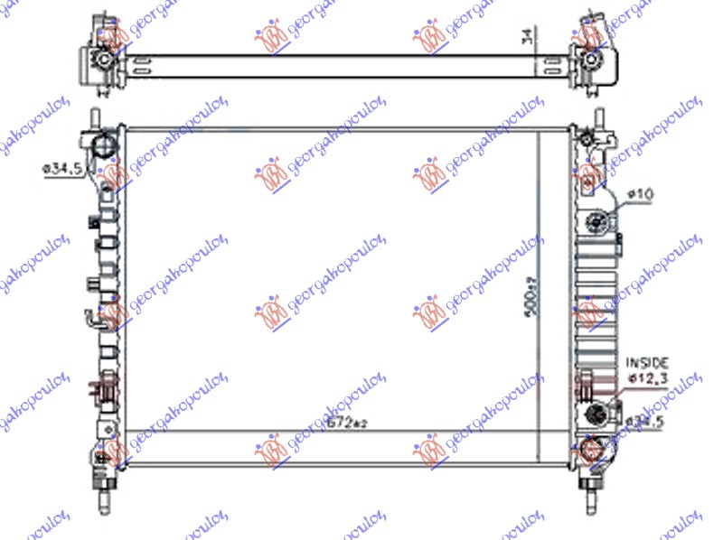 HLADNJAK MOTORA 2.2TDCi AUTO DIZ (670x500x34)