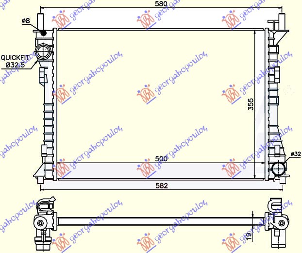 HLADNJAK MOTORA 2.0 ST150 (+/-AC) (50x35.8x1.9)