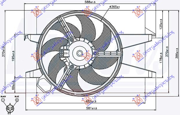 VENTILATOR KOMPLET (BENZIN/DIZEL) (-AC) (OKRUGLI KONEKTOR)