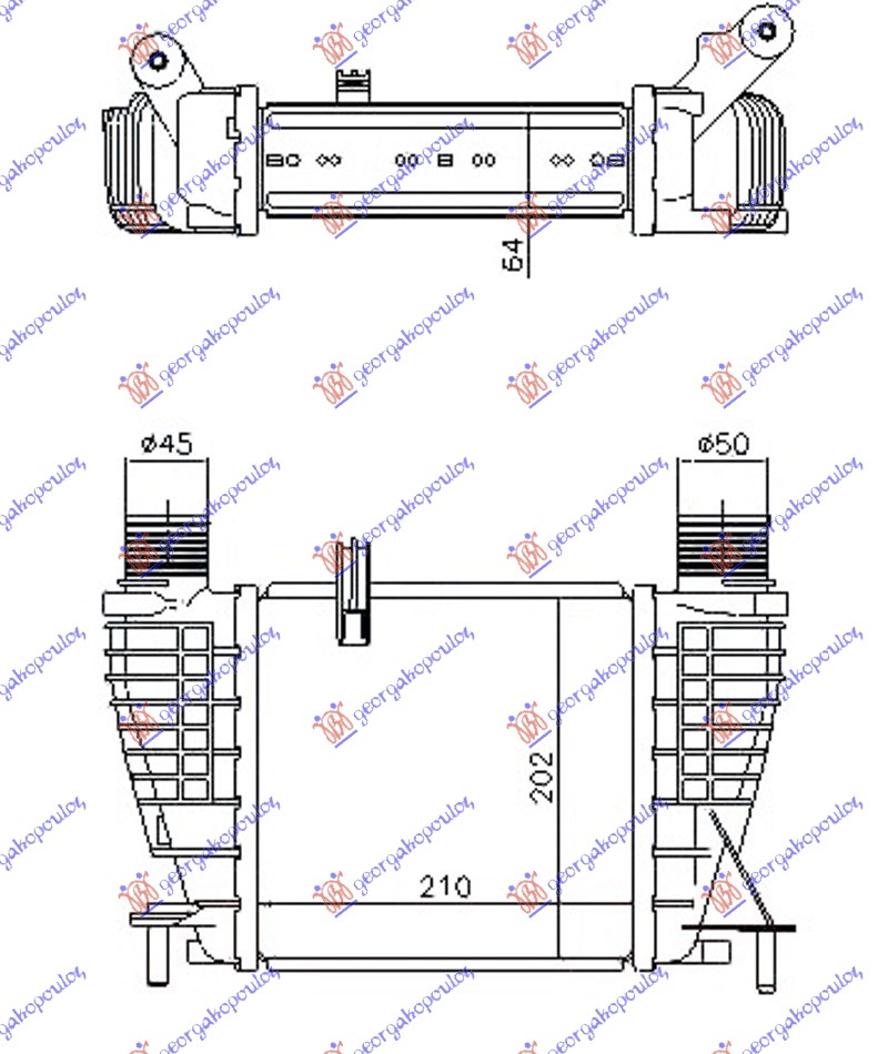 HLADNJAK INTERCOOLER 1.5 DIZEL (210x205x64)