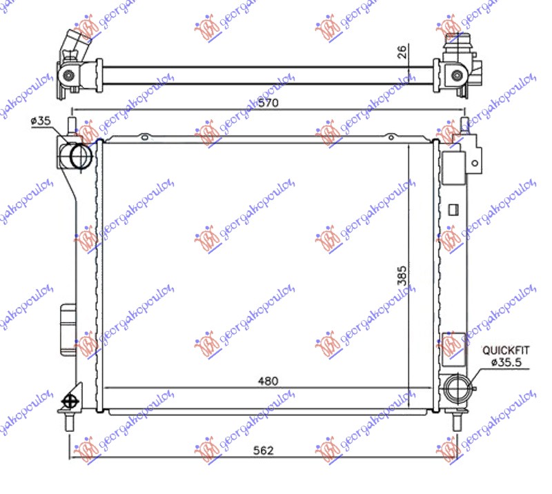 HLADNJAK MOTORA 1.4/1.6 CRDi DIZEL (MAN) (480x380x26) 10-