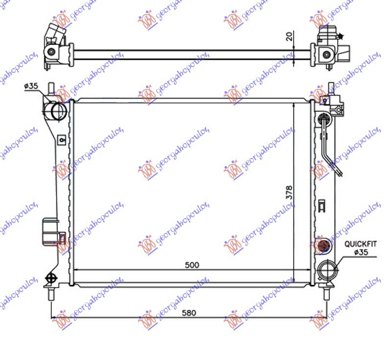 HLADNJAK MOTORA 1.2 1.4 1.6I AUTO.BENZ(500x380