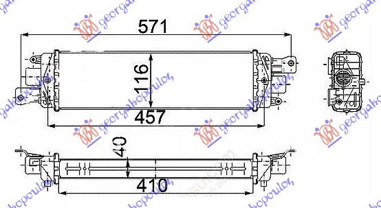 HLADNJAK INTERCOOLER. 1.3 JTD(41x115x40)03-