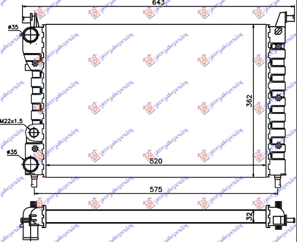 HLADNJAK MOTORA 1.2 BENZIN (52.2x37.2x32)-00