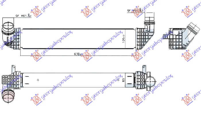 HLADNJAK INTERCOOLERA 1.6 DIZEL (630x105x80)