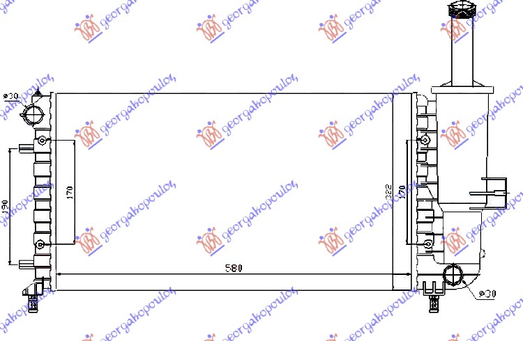 HLADNJAK MOTORA 1.2i 8/16V (+/-AC) (58x31.7x1.8) (MAHLE BEHR)