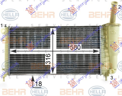 HLADNJAK MOTORA 1.2 8/16V (+/-AC) (58x31.7) (MAHLE BEHR)