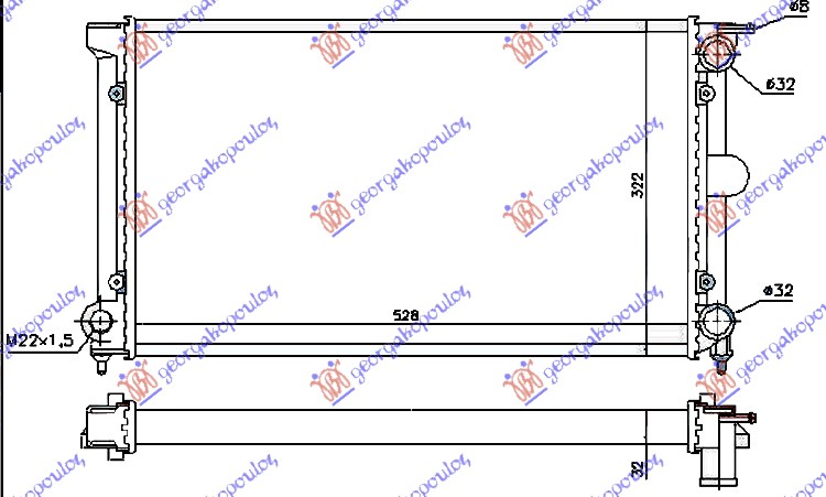 HLADNJAK MOTORA BENZIN-DIZEL +A/C (52.5x32x3.4)