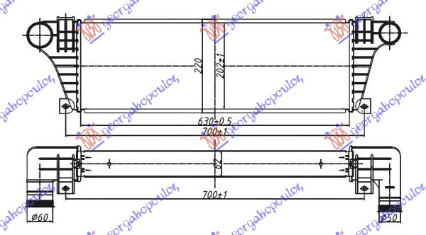 HLADNJAK INTERCOOLERA 2.5-2.8 T.D (630x217x63)