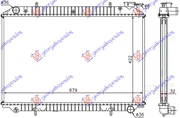 HLADNJAK MOTORA 1.6i 16V/2.0 D(42.3x68.5) POKLOPAC DESNO