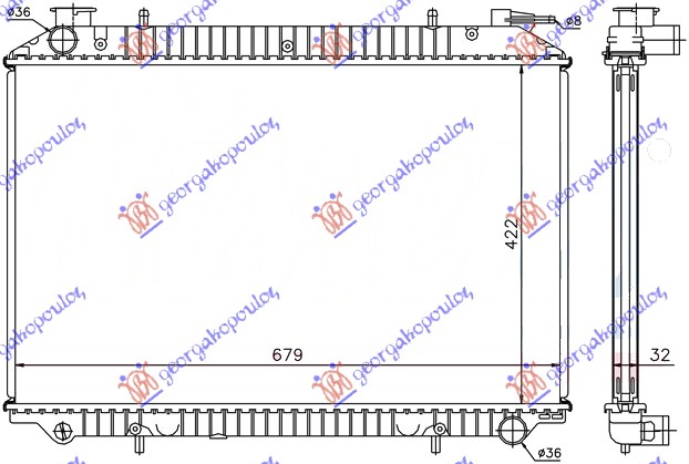 HLADNJAK MOTORA 2.0cc 16v & DIZEL(42.3x68.5) POKLOPAC LEVO