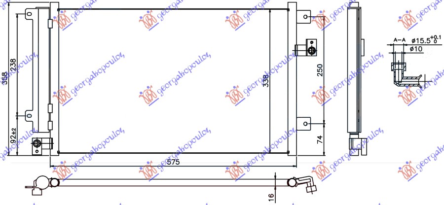 HLADNJAK KLIME 1.9 JTD DIZEL (575x338x16)