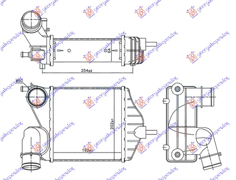 HLADNJAK INTERKULERA 1.6 MJTD/1.9 JTD (192x209x65)