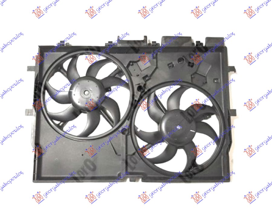 VENTILATOR (DUPLI) KOMPLET (3.0 BENZIN - 2.0/2.3-3.0 DIZEL) +AC (390mm+390mm) 2+2PIN 1 DUGULJASTI + 1 KOCKASTI KONEKTOR