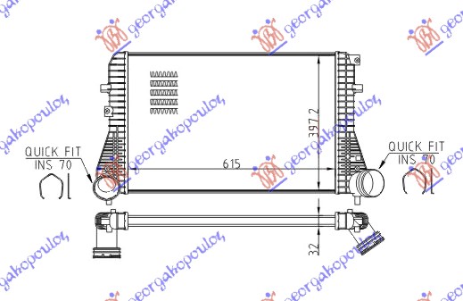 HLADNJAK INTERKULERA BENZIN/DIZEL (61.5x40.5x32) CEV 70