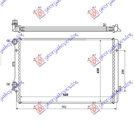 HLADNJAK MOTORA 1.8/2.0 TFSi BENZIN (650x450x34) (MEHANICKI SPOJ)