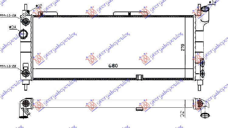 HLADNJAK MOTORA 1.4 - 1.6+A/C (68x28) AUTOM