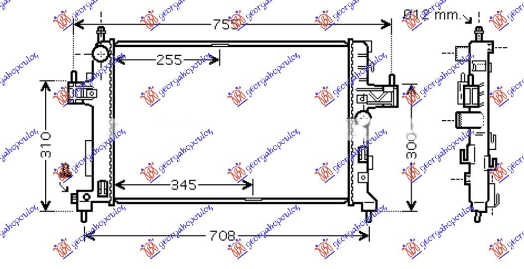 HLADNJAK MOTORA 1.3CDTi/1.7DTi DIZEL (60x35) (MAHLE BEHR)