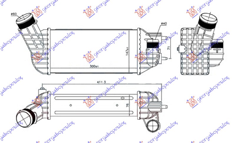 HLADNJAK INTERKULERA 2.0 HDI DIZEL (300x147x76) 60/40