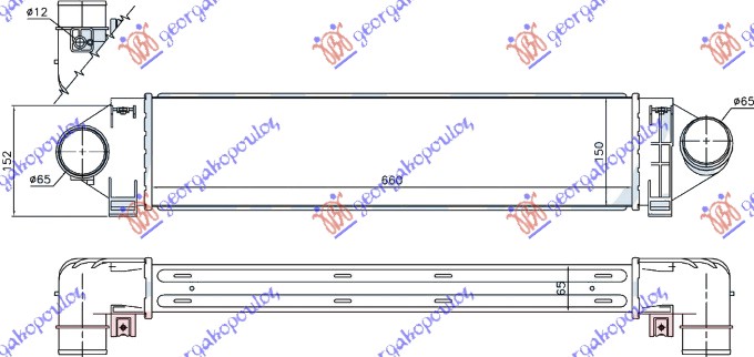 HLADNJAK INTERKULERA 2.5 ST225/RS305/RS350 BENZIN (660x150x65) BEZ OTVORA ZA SENZOR