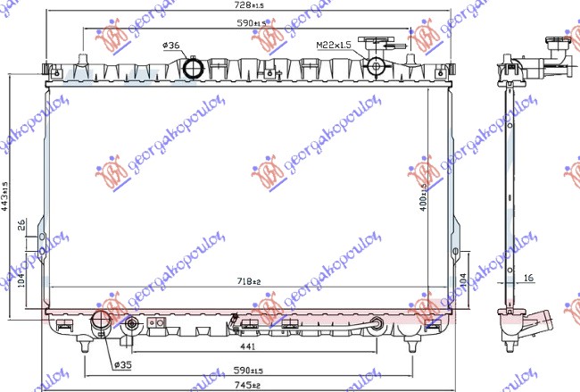 HLADNJAK MOTORA 2.4 16V - 2.7 V6 +/ - A/C A/T (72x4)