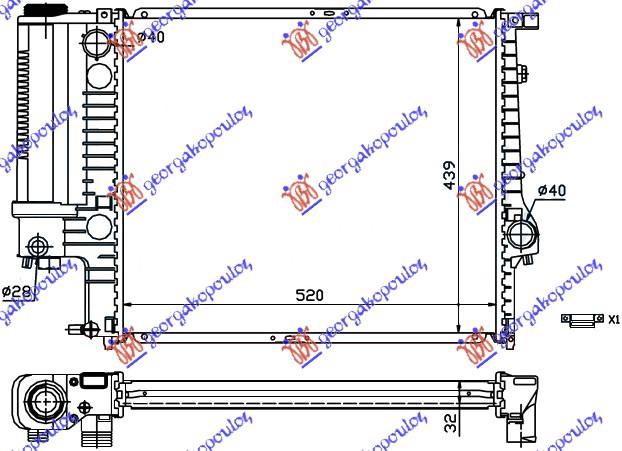 HLADNJAK MOTORA ZA SVE MODELE (MAN) (+/-AC) (52x44)