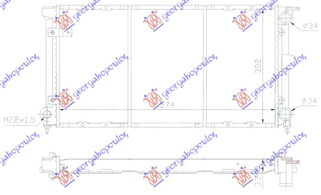 HLADNJAK MOTORA 1.5/1.6/1.8 BENZIN / 1.6 DIZEL (57x32x34)