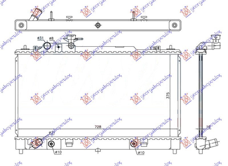 HLADNJAK MOTORA 1.8 - 2.0 BENZIN MANUALNI375x740