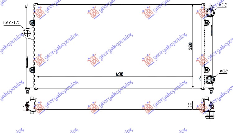 HLADNJAK MOTORA 1.6/1.8/2.0i8V/1.9TDi (630x320x32)