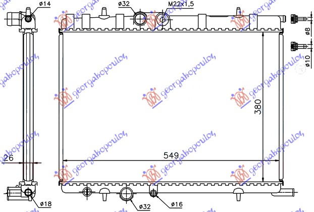 HLADNJAK MOTORA 1.8/2.0i 19V 2.0 HDi (+/-AC) (38x56x2.7)