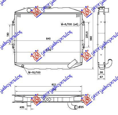 HLADNJAK MOTORA 2.5 TDi (MAN/AUTO) (+/-AC) (45x59.8x5.3) (BAKAR)