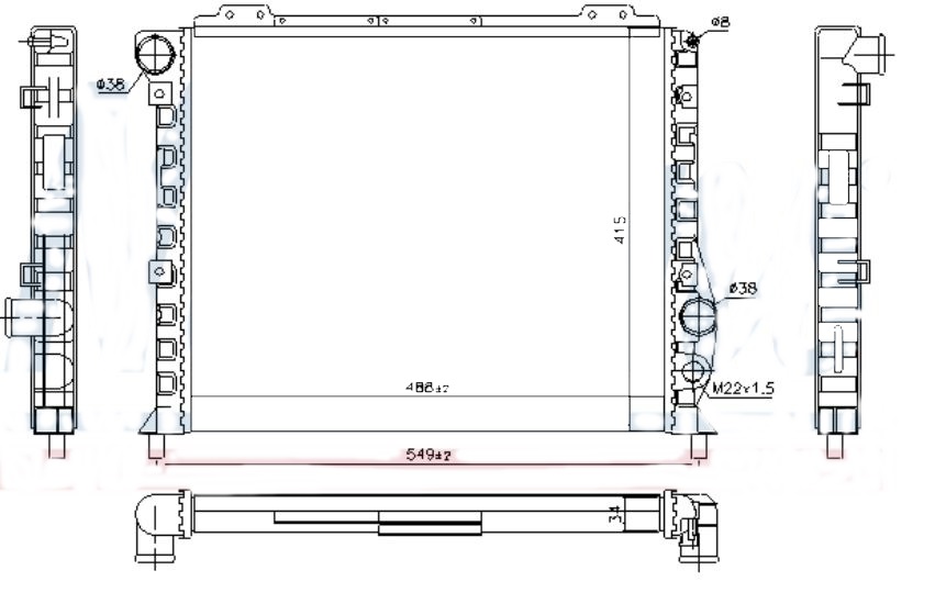 HLADNJAK MOTORA 2.0/2.5 (+/-AC) (49x41.5)