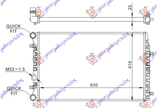 HLADNJAK MOTORA ZA SVE MODELE BENZIN/DIZEL (MAN/AUTO) (+/-AC)(63x41) (VALEO CLASSIC)