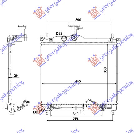 HLADNJAK MOTORA 1.1i 12V 1.1 CRDi (AUTO) (44.5x35)