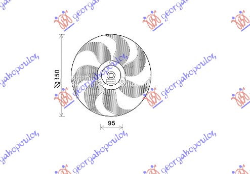 VENTILATOR HLADNJAKA (MOTOR+ELISA) (BENZIN-DIZEL) (-AC)