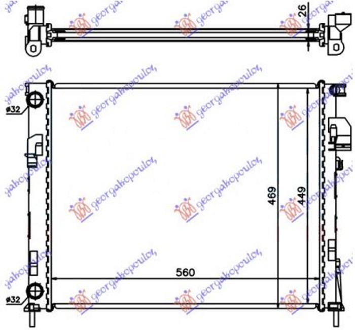 HLADNJAK MOTORA 2.0 BENZIN 1.9DIZEL (560x450x26)LEMLJEN