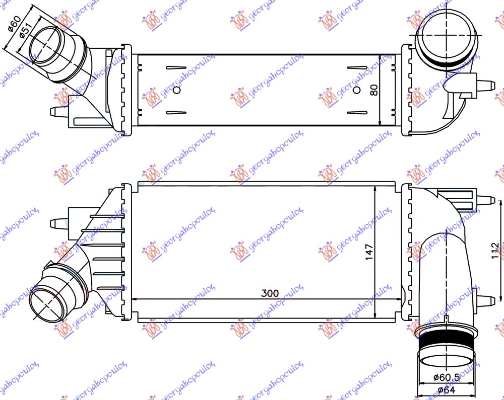 HLADNJAK INTERKULERA 2.0HDi DSL 11 - (300x145x80)