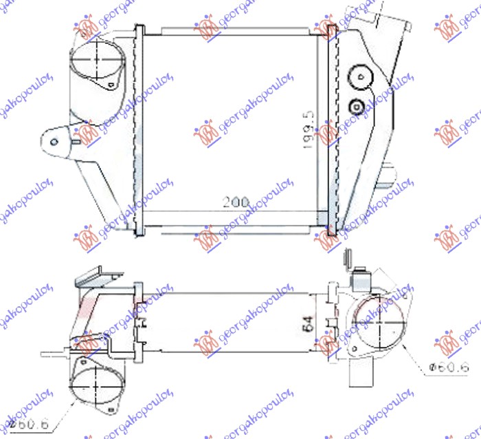 HLADNJAK INTERKULERA 2.0 CD DIZEL (200x205x64)