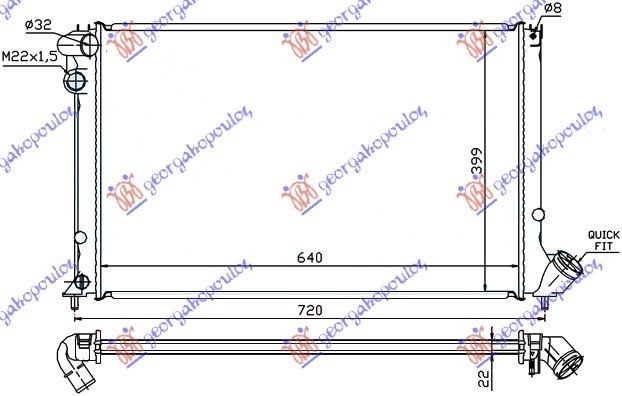 HLADNJAK MOTORA 1.6i 8V 1.8i 8/16V (MAN) (+AC) (64x40)