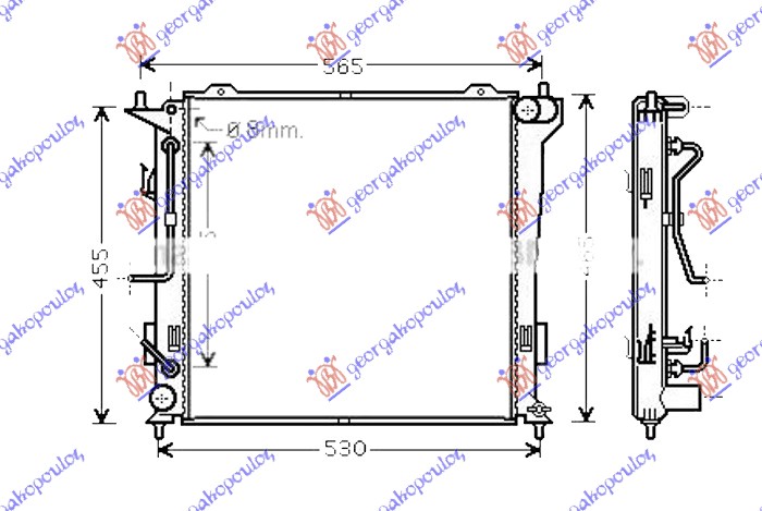 HLADNJAK MOTORA 1.6 CRDi DIZEL (AUTO) (450x450x26)