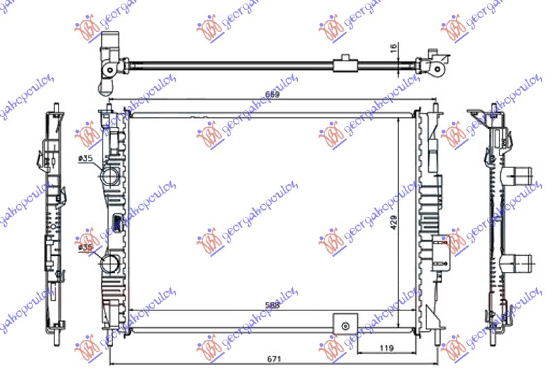 HLADNJAK MOTORA 2.0i 16V +/ - A/C (59x45)