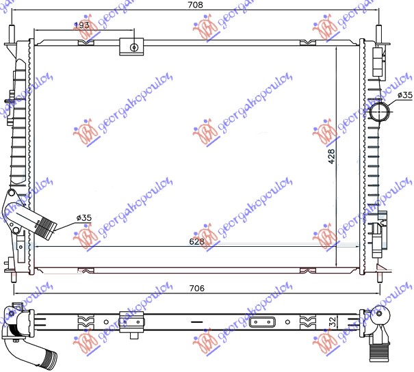 HLADNJAK MOTORA 1.6 DCi (62.8x42.8x32)