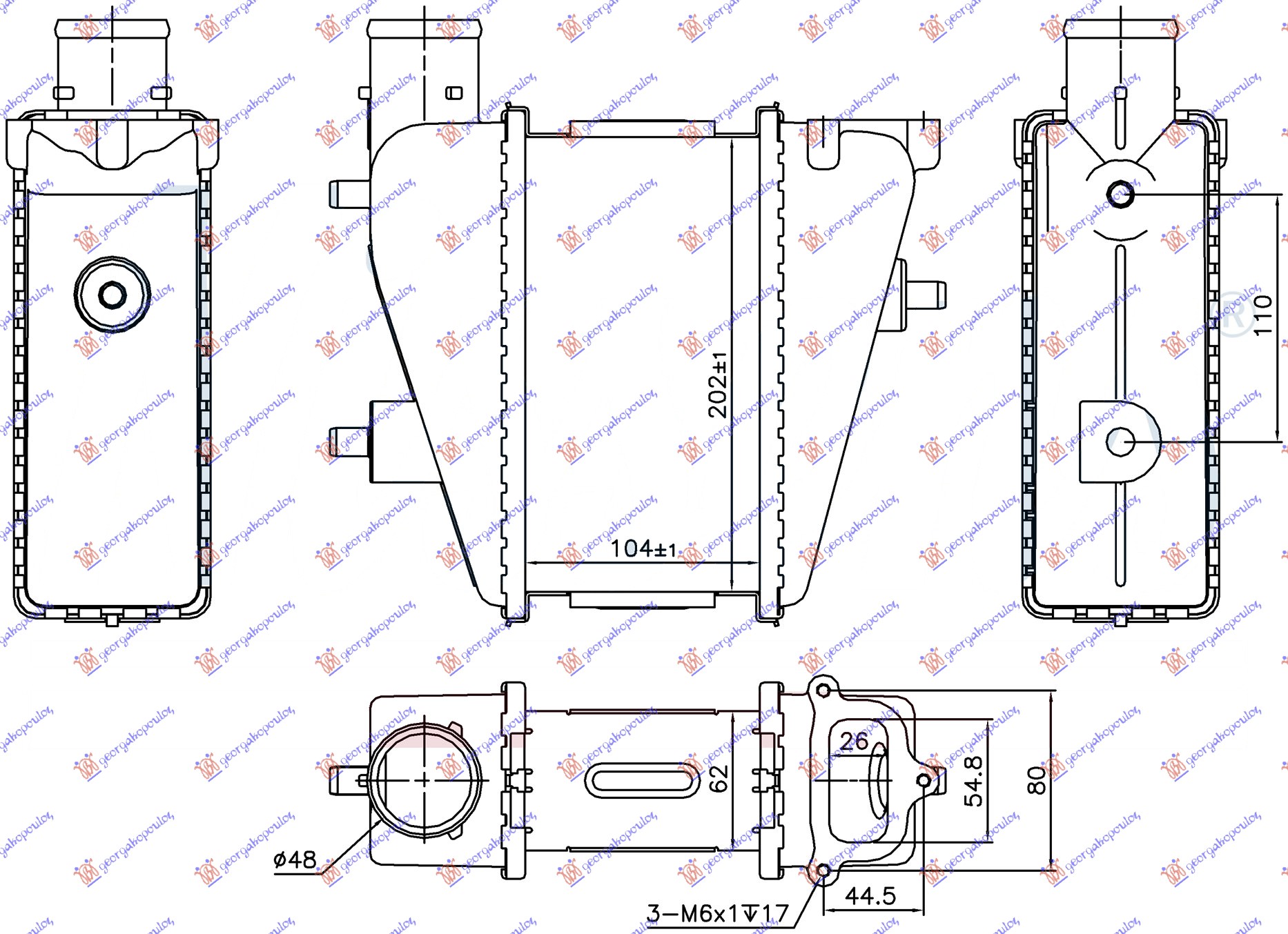 HLADNJAK INTERKULERA 2.2 CTDI (104x202x62)