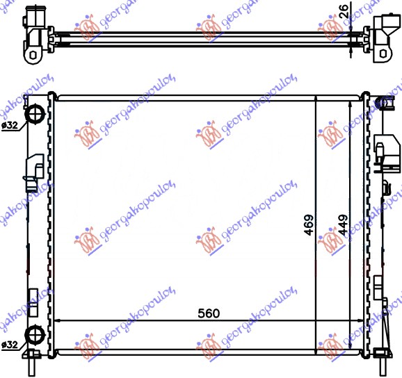 HLADNJAK MOTORA 2.0 BENZIN 1.9DIZEL (560x450x23) MEHAN