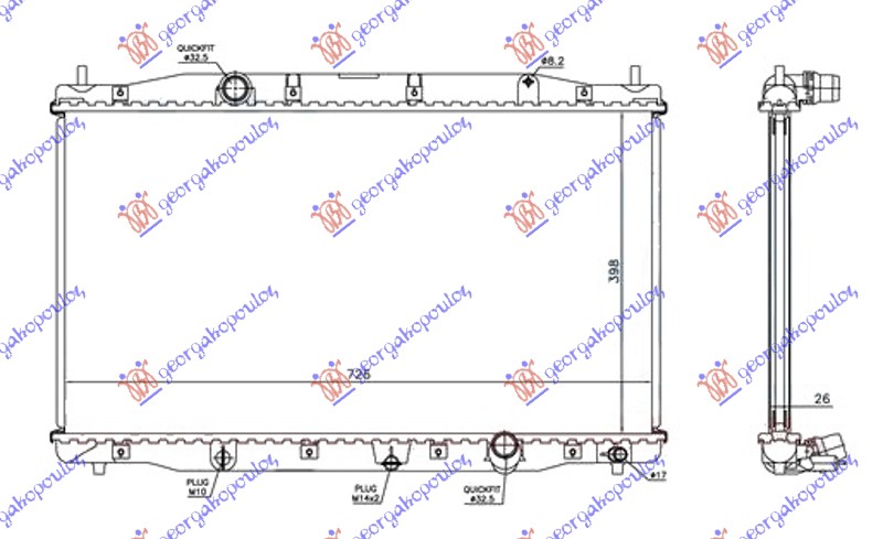 HLADNJAK MOTORA 2.2 CDTi DIZEL (MAN) (398x726x26)