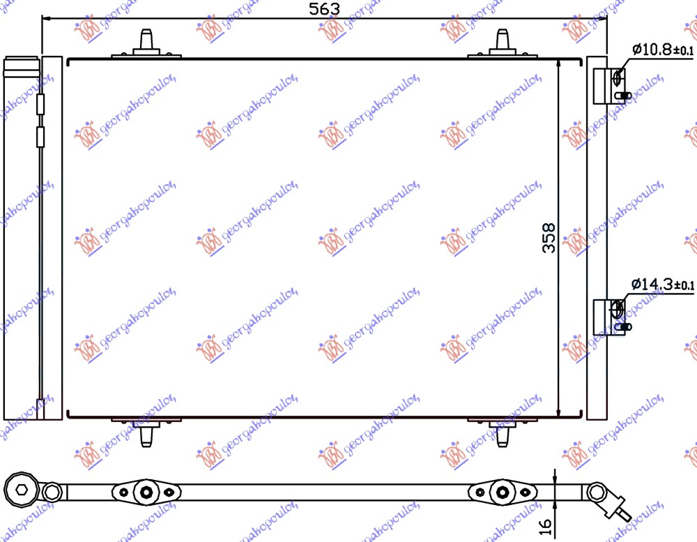 HLADNJAK KLIME 1.6 THP - 1.6 Hdi 11 - (574x378x