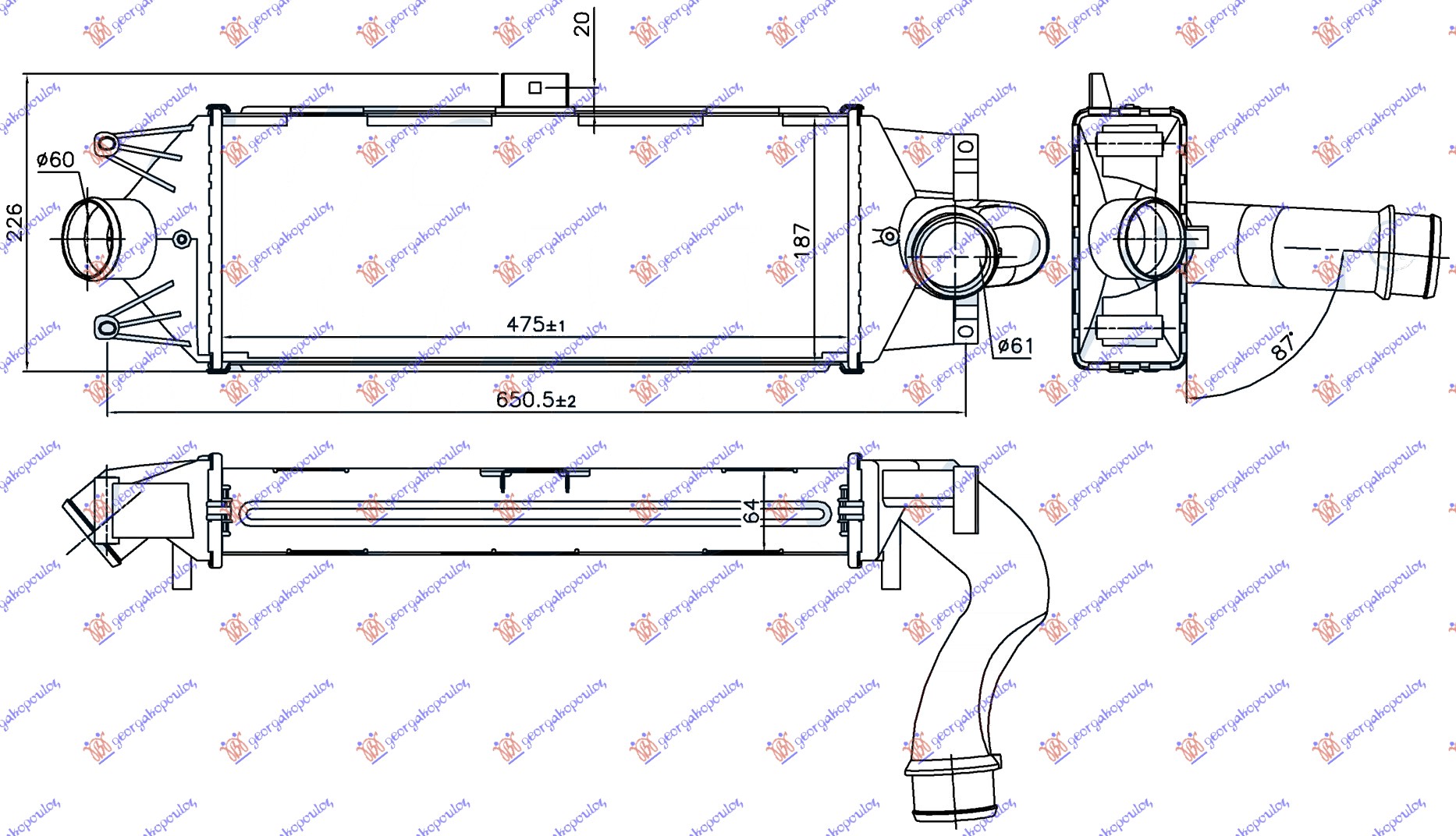 HLADNJAK INTERKULERA 2.8 TD 09 - (475x192x65)